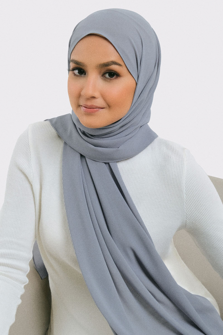 Aida Chiffon Tudung Headscarf - Blue Fog