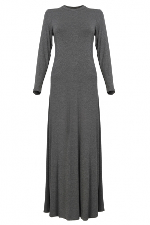 BASICS Sable Jersey Jubah Dress - Dark Heather Grey