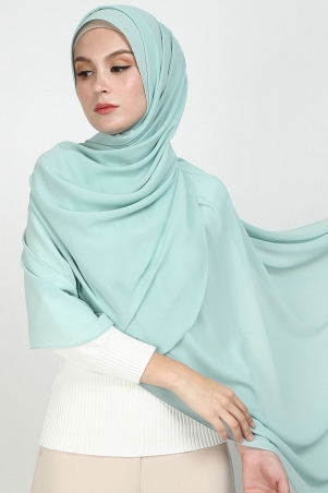 Aida XL Chiffon Tudung Headscarf - Mint Blue