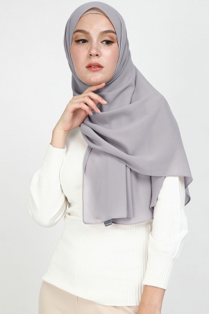 Aida Chiffon Tudung Headscarf - Gull Gray