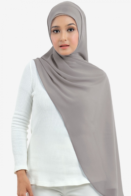 Aida Chiffon Tudung Headscarf - Gull Gray