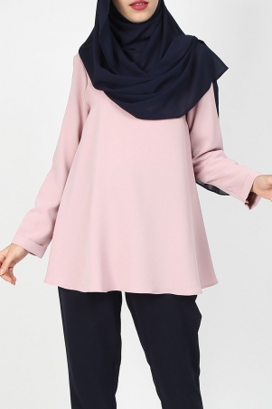 Merai Flared High Neck Blouse - Dusty Pink