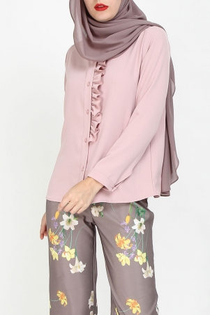 Betania Front Button Blouse - Dusty Pink