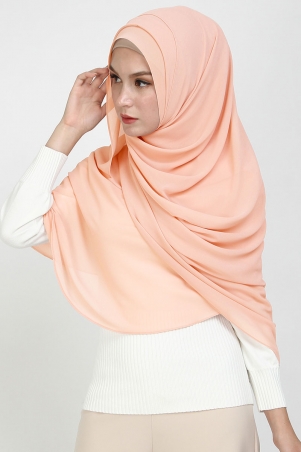 Aida XL Chiffon Tudung Headscarf - Peach
