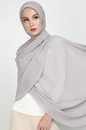 Aida XL Chiffon Tudung Headscarf - Gull Gray