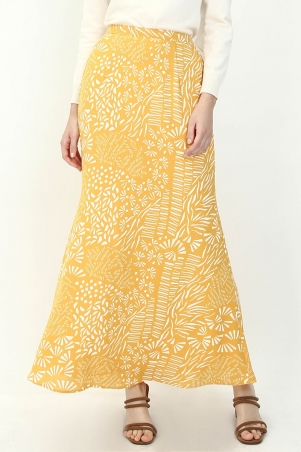Priyal Mermaid Maxi Skirt - Yellow Abstract