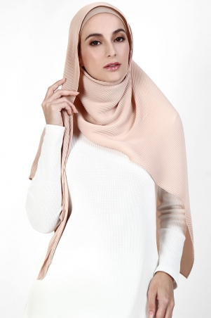 Kiara Triangle Pleated Headscarf - Bisque