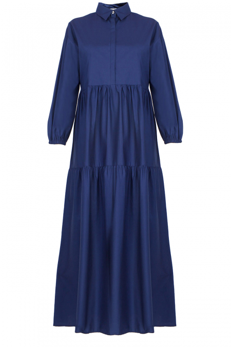 Nataya Gathered Tier Maxi Dress - Navy