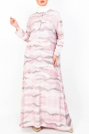 Harlie Henley Maxi Dress - Pink Print