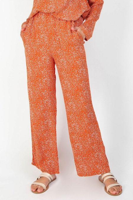 Sharmae Straight Cut Pants - Caramel/White Dot