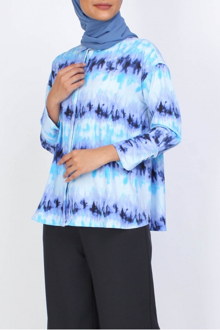 Nana Drop Shoulder Shirt - Blue Shade Tie Dye