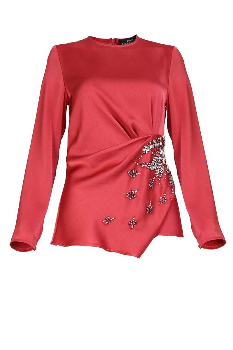 Keyaira Embellished Pleat Blouse