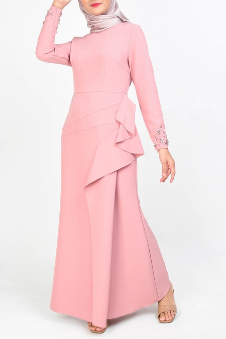 Yolganata Pleated Bodice Maxi Dress - Dusty Pink