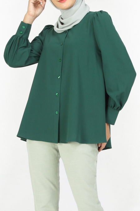 Eryxana Front Button Blouse - Posy Green
