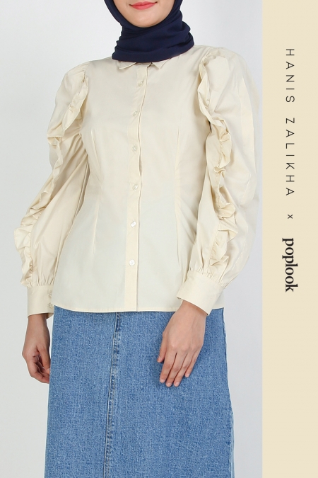 Henrianna Front Button Shirt - Light Beige