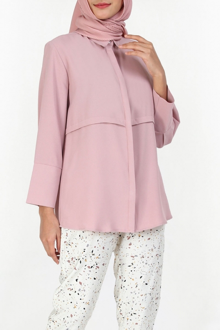 Ristiana Front Button Shirt - Dusty Pink