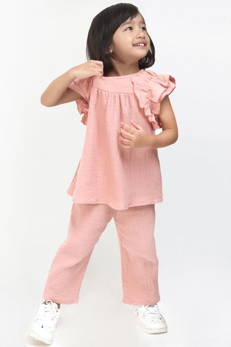 KIDS Zuhal Tapered Pants - Coral Cloud