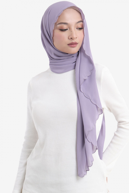 Leily Scallop Chiffon Headscarf - Dusty Lavender