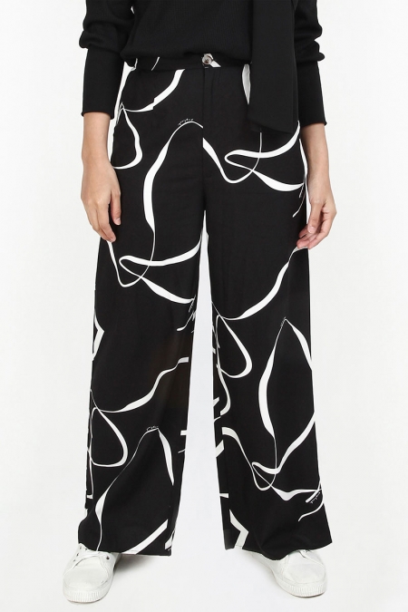 Nivitha Wide Legged Pants - Black Lines