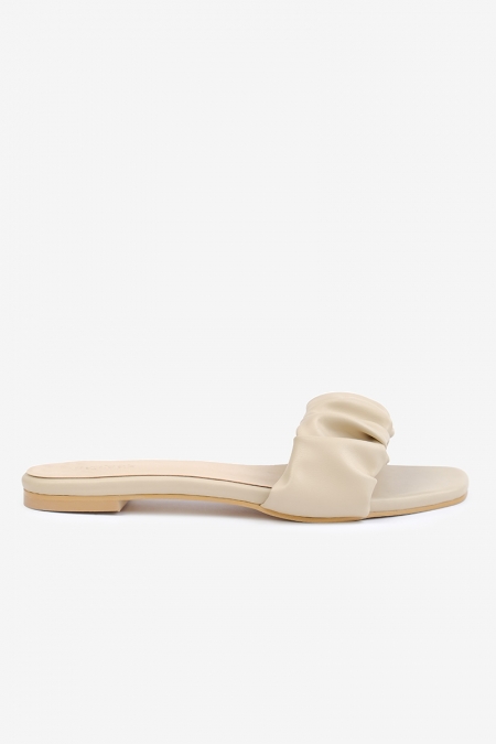 Eve Ruched Strap Sandals - Oatmeal