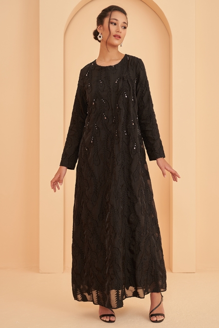 Rhu Embellished Zip-Front Dress - Black