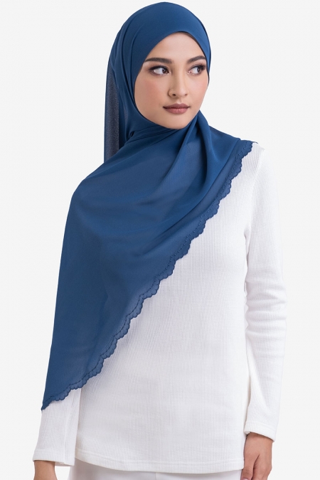 Ruvel Embroidered Scallop Headscarf - Teal