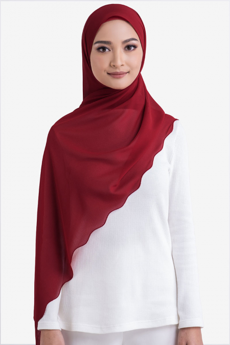 Maevery Scallop Headscarf - Deep Red