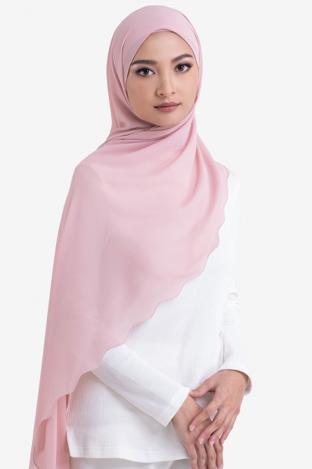 Maevery Scallop Headscarf - Dusty Pink