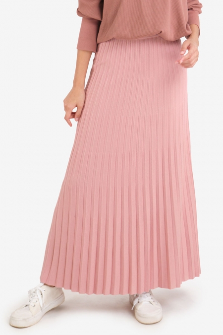 Sufiya Ribbed Knit Skirt - Pink Dust