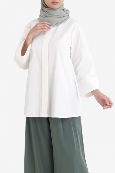 Kaylina Front Button Blouse - White