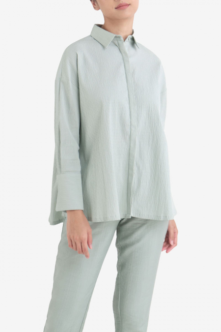 Syeda Front Button Shirt - Dusty Mint