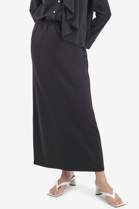 Naila Elastic Waist Pencil Skirt - Black