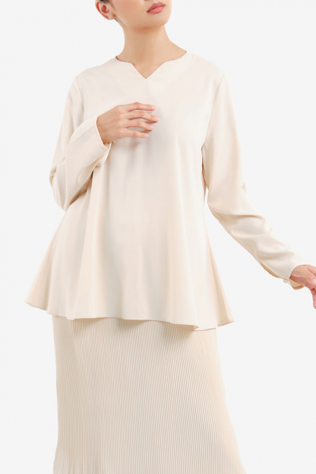 Riyana Flared Blouse - Oat Milk