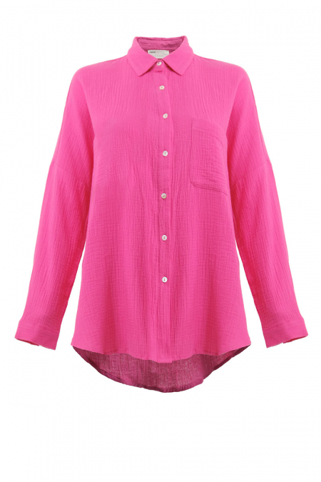 Linaya Front Button Shirt - Fuschia