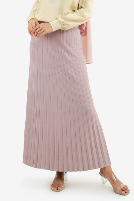Sufiya Ribbed Knit Skirt - Pink Mist