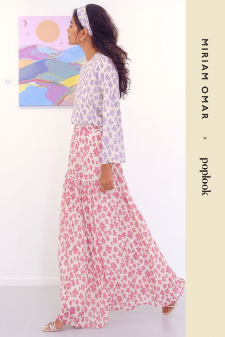 Melur Gathered Hem Skirt - Pink Floral