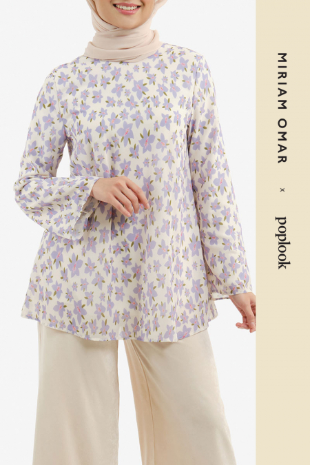 Saloma Flared Blouse - Lilac Floral