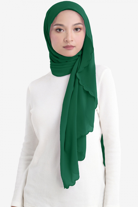 Leily Scallop Chiffon Headscarf - Sea Green