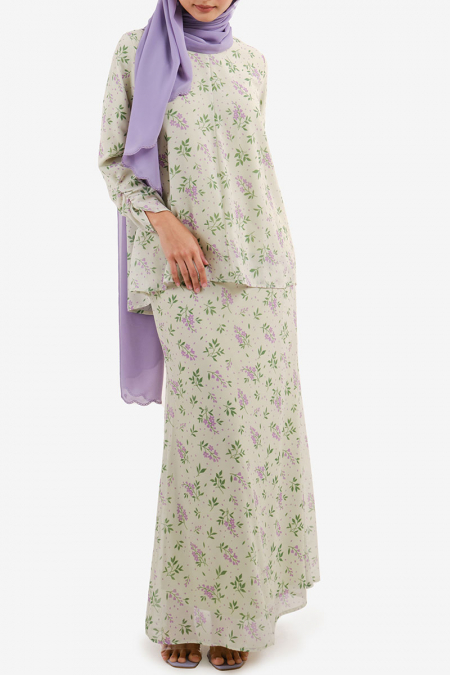 Muminah Mermaid Chiffon Skirt - Lavender Floral