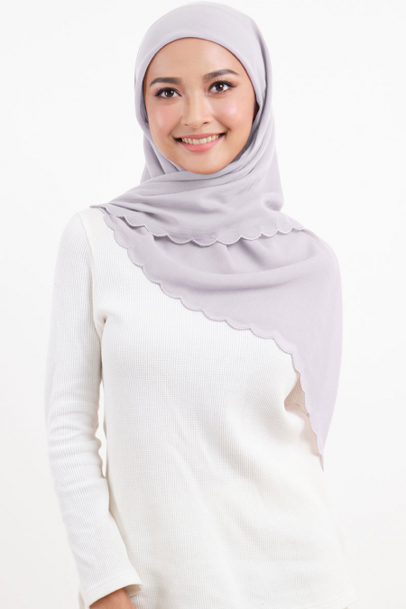 Leaya Bawal Scallop Headscarf - Dusty Lilac