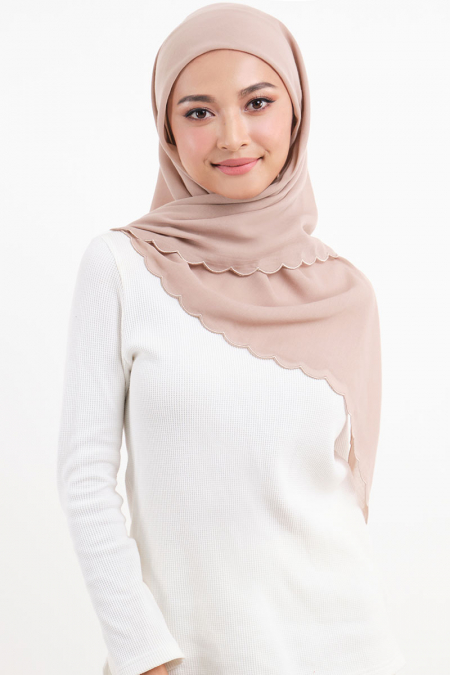 Leaya Bawal Scallop Headscarf - Sand