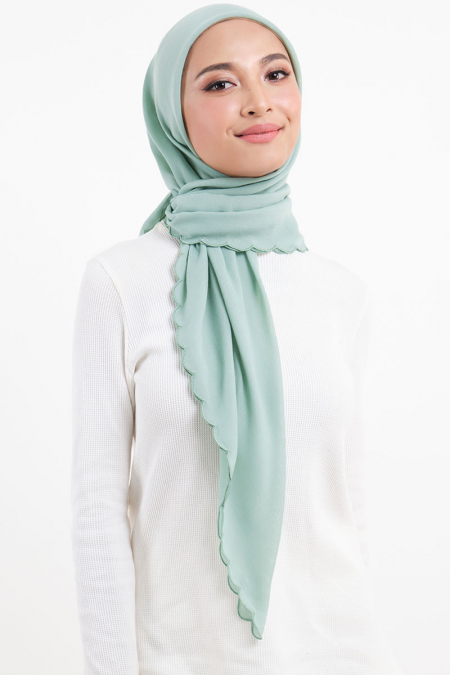Leaya Bawal Scallop Headscarf - Dusty Jade