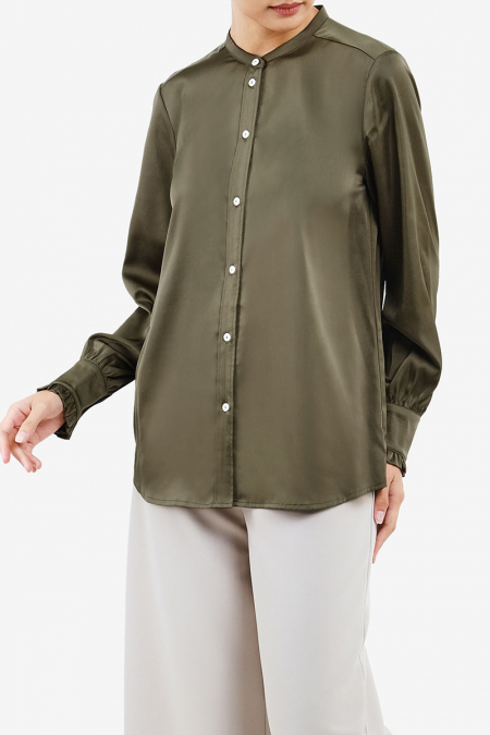 Jailey Front Button Blouse - Sage Green