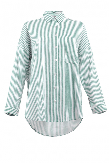 Bittania Front Button Shirt -  Green Stripe