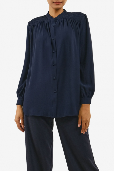 Rotceh Front Button Blouse - Eclipse