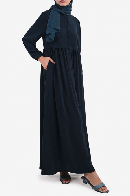 Lesiana Front Button Maxi Dress - Midnight Blue