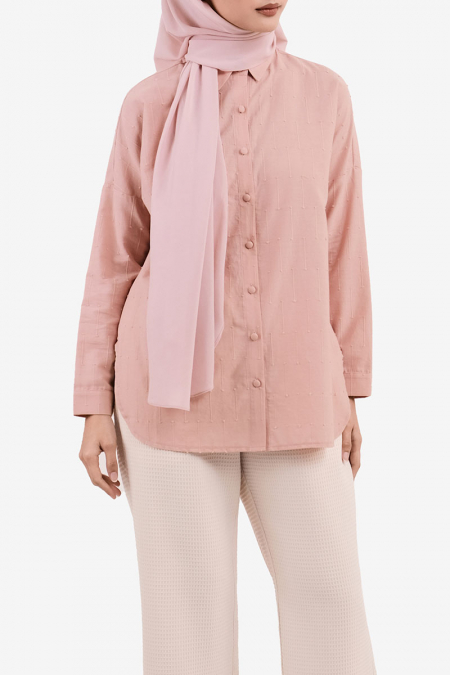 Rida Embroidered Front Button Shirt - Blossom