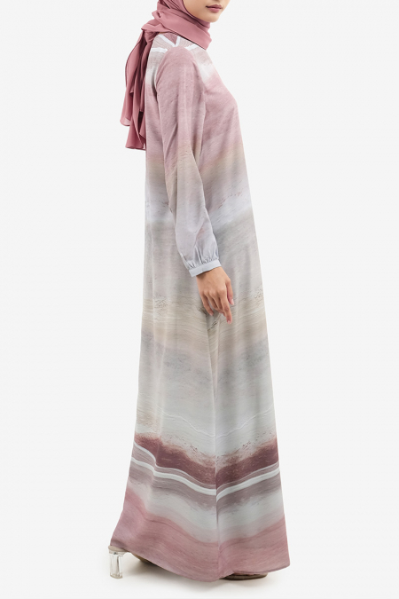Zalyeka A-Line Maxi Dress - Pink/Beige Paint