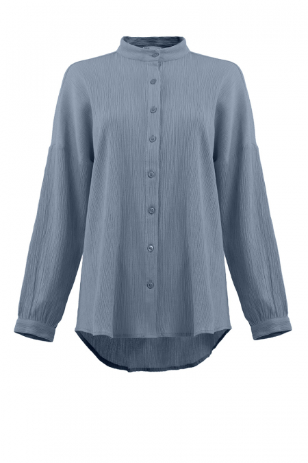 Radia Front Button Blouse - Blue Bell