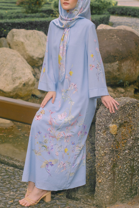 Neera Flared Dress - Blue Floral